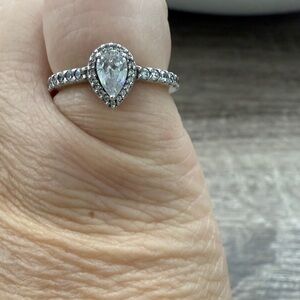 Pandora Elegant Silver Teardrop Ring size 5.